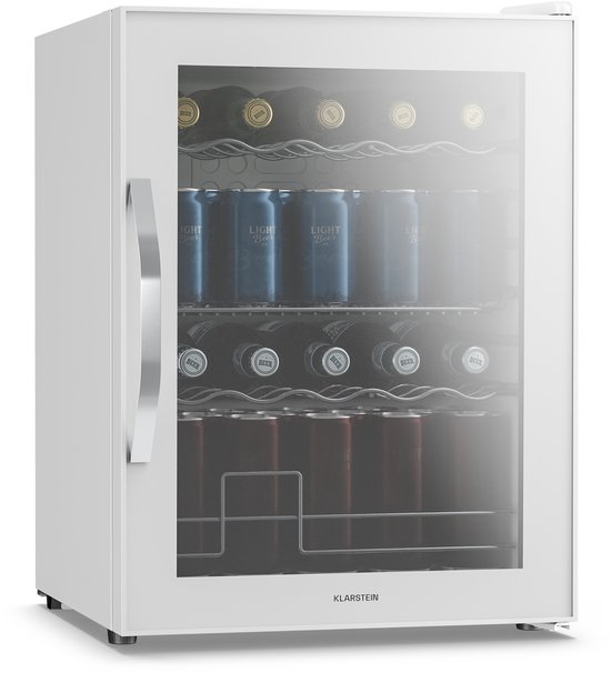 Klarstein drankkoelkast met glazen deur - 60 liter mini-drankkoelkast, dubbel glas, 0-13 °C, 4 uitneembare planken, onderbouw, nauwkeurige temperatuurregeling, stil 39 dB