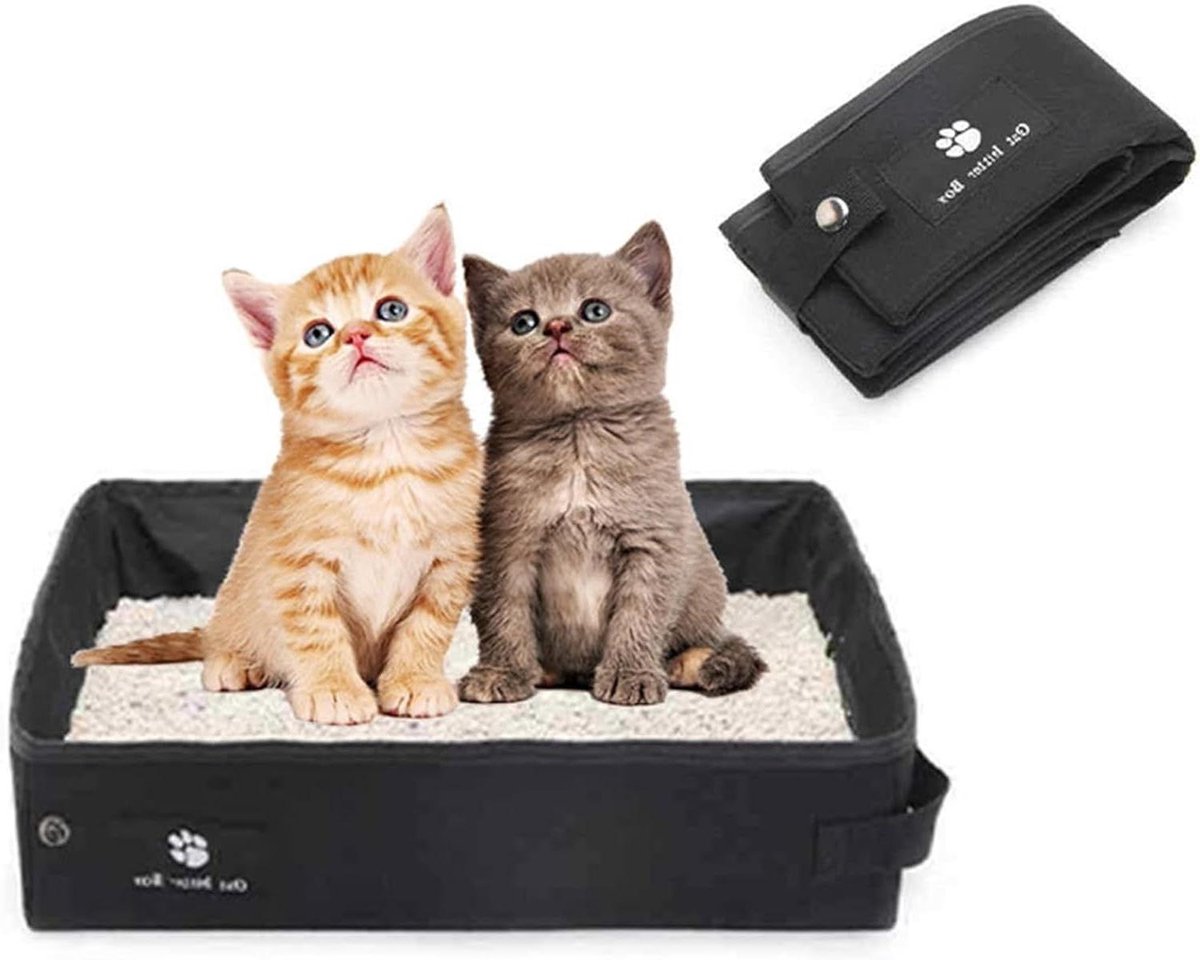 Draagbare Kattenbak - Reis Kattenbak Opvouwbaar - Hygiënisch Katten Onderhoud - Waterdicht Oxford Doek - 40 cm x 30 cm