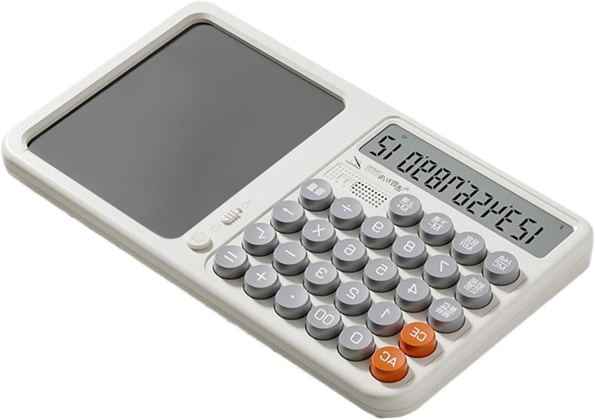 Grafische Rekenmachine - Rekenmachine met Schrijfblok - Notities Maken - Groot Touchscreen - 15 x 26.3 cm - Wit