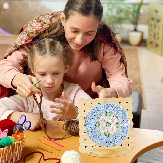 Haakblok met pennen - Haakblokker Hout - Handwerk Projecten - Uniform Patroon - 235 cm - Houtkleur — afbeelding 3