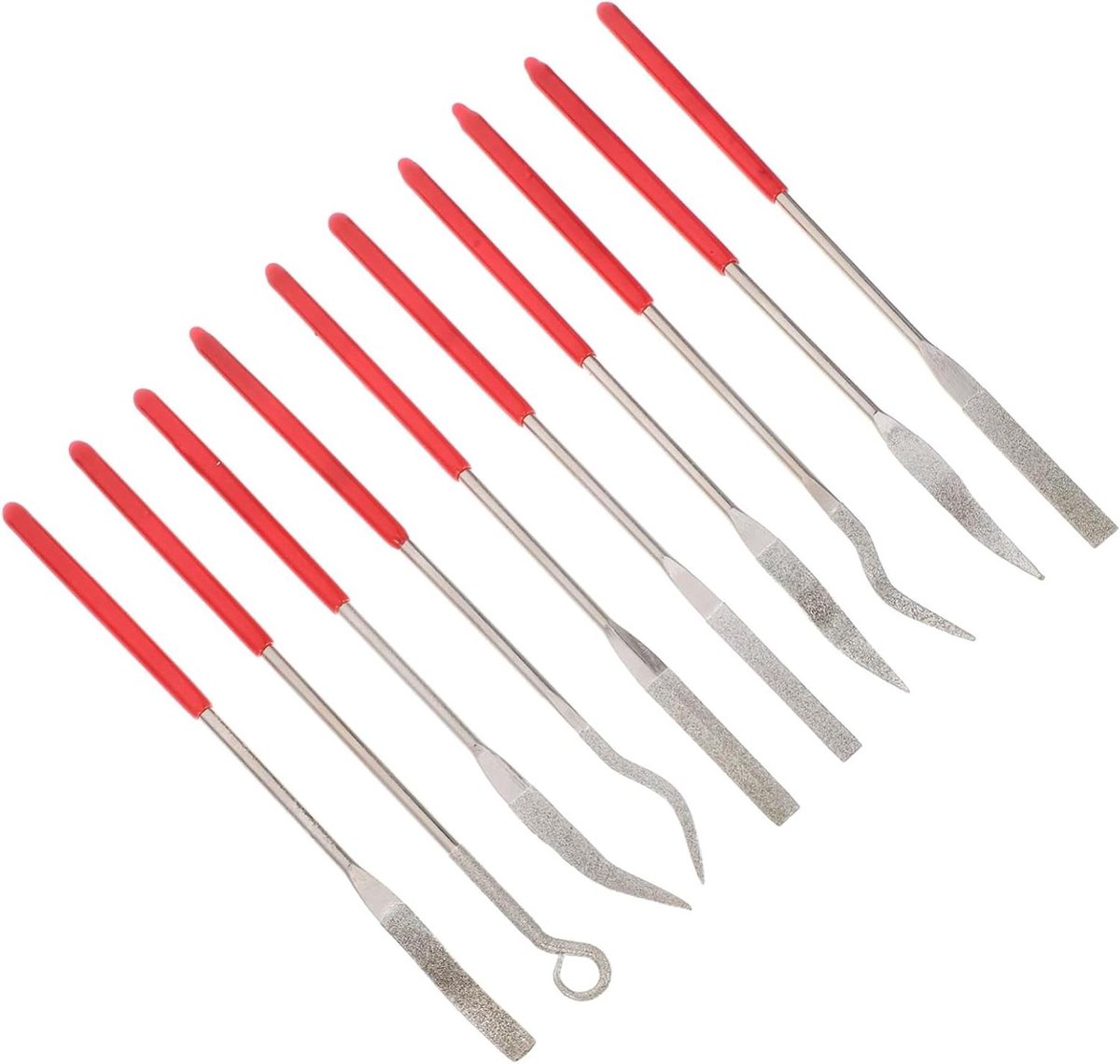 Diamant naaldvijlenset - Houtbewerking metaalvijlen - Precisie slijpen - 10 Delige set - 14 cm - Multicolor