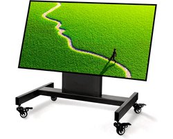 Mobiele TV Standaard - Roller TV Meubel - Beeld Presenteren - Laag Profiel Ontwerp - 32-75 Inch - Zwart