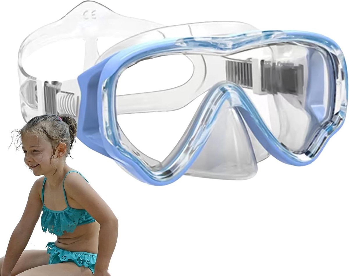 Zwembril Kinderen - Duikbril Snorkelen - Water Avonturen - Zachte Siliconenrand - 25 x 9 cm - Hemelsblauw