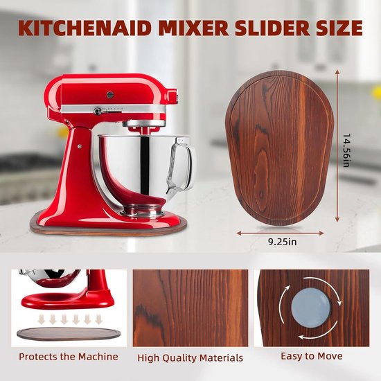 Mixer Schuifmat - Keukenapparaat Accessoire - Apparaat Verplaatsen - Gemaakt Van Puren Hout - 41 x 29 cm - Bruin — afbeelding 4