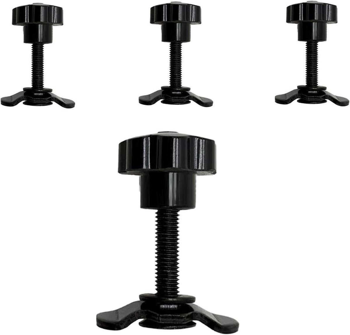 Lading L-railfittingen - Zware hardware - Lading vastzetten - Vierdelige set - 3 maten - Zwart