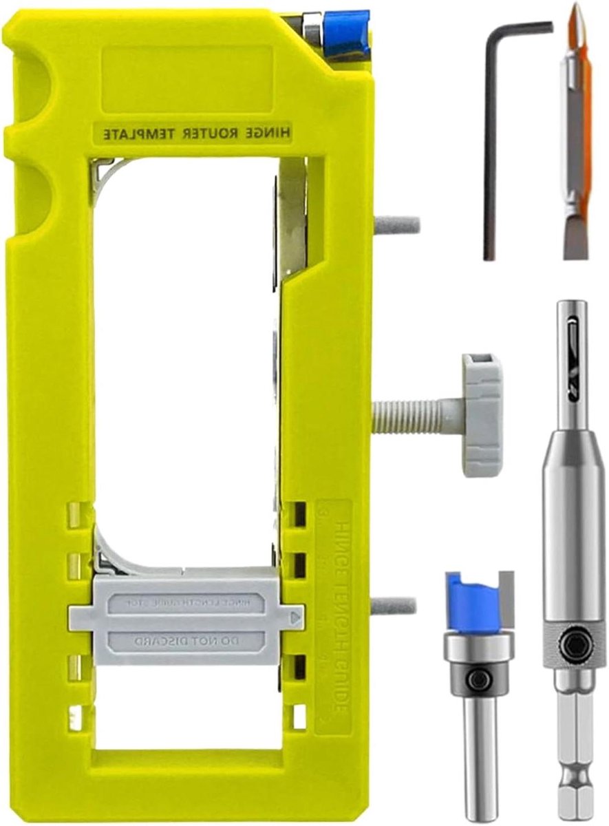 Deurfrees Jig - Scharnier Sjabloon - Houtbewerking Deuren - Verstelbare Precisie - 200 x 89 mm - Groen