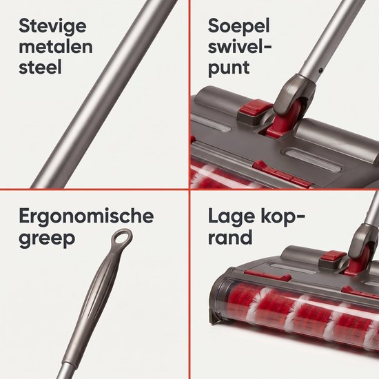 Cheqo® Elektrische Veger - Draadloze Vloerveger - Elektrische Bezem - Rolveger - Zwenkveger - Accu Bezem - Oplaadbare Veger - Veegborstel - Vloerreiniger met Roterende Borstel - voor Harde Vloeren en Tapijt - Draaibaar - Swivel Sweeper van Cheqo — afbeelding 4