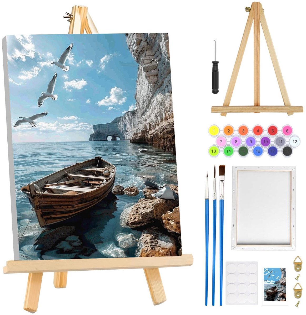 Dailygoods - Meerlandschap Schilderen op Nummer voor Volwassenen Beginners met Frame