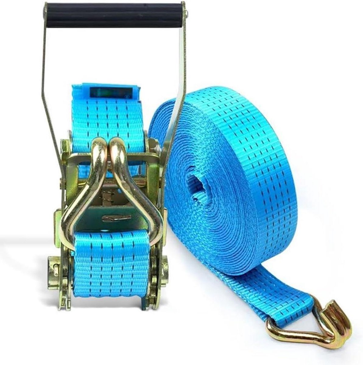 Draagbare Spanband - Ratelbanden Set - Lading Zekeren - Dubbele J-Haak - 9 Meter - Blauw