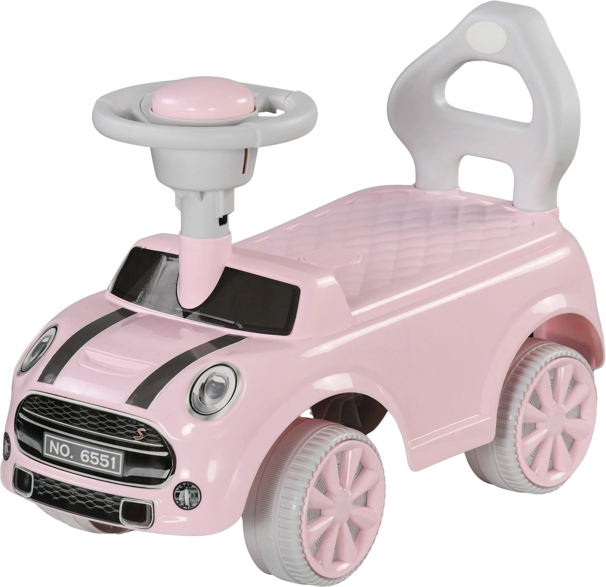 Kinder Loopauto met Stuur & Toeter – Slip Car met Kantelbeveiliging – Roze