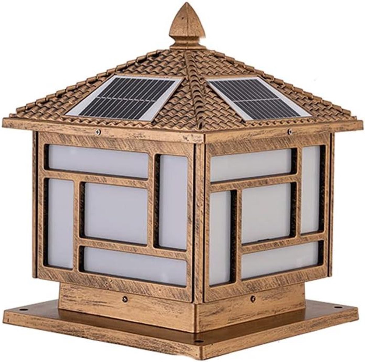 Buitenlamp Met Zonnekap - Terras Lantaarn Staanlamp - Tuin Verlichting - Waterbestendig En