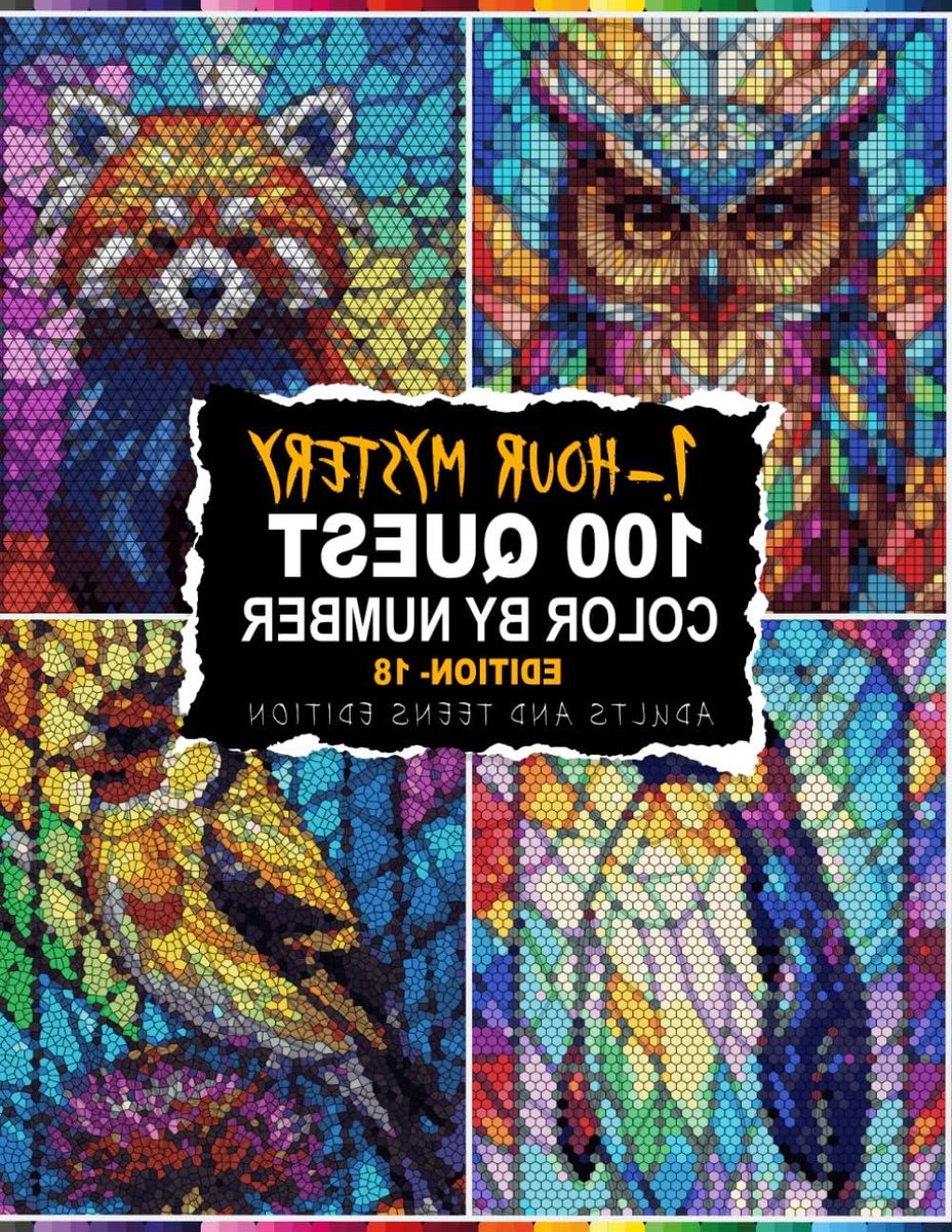 100 QUEST 1-HOUR MYSTERY MOSAIC: 100 Stained Glass Style Color By Number Book in 5 Unique Shapes — Glass, Circle, Triangle, Hexagon & Rectangle | Master Color Palette Included