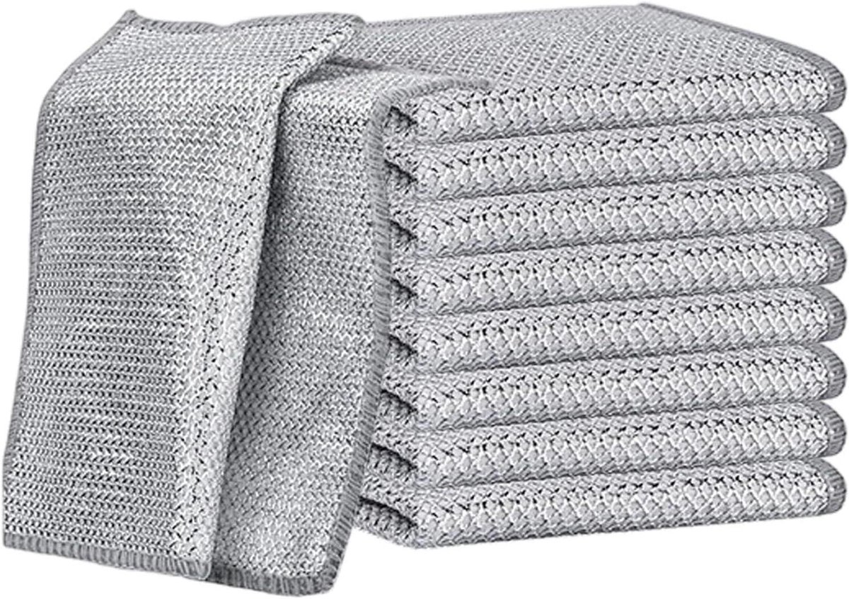 Mesh Vaatdoeken - Schoonmaakdoeken Metaaldraad - Keuken Reinigen - Dubbellaags Ontwerp - 10 Stuks - Zilver