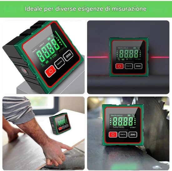Digital Magnetic Protractor, Digital Protractor with 4 Sides with USB Charging for Outdoor Work, Workshop, Construction, Carpentry, Hydraulic — afbeelding 5