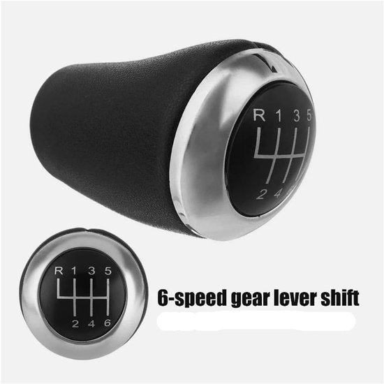 Schakelpookknop - Versnellingspook - Auto Interieur - 6 Versnellingen Leer - 7.4 x 4.6 mm - Zwart Chroom — afbeelding 2