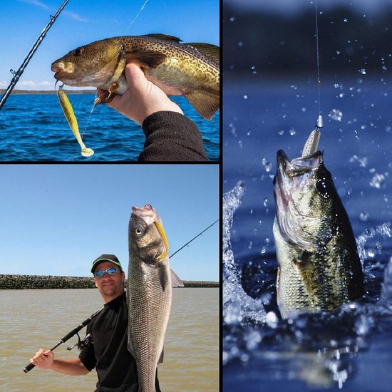 55 pieces with 10 jig heads, fishing hooks, lures for trout, perch, zander — afbeelding 2