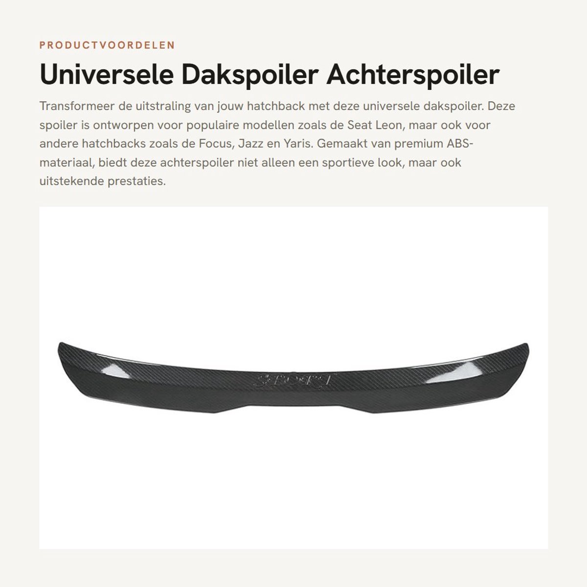 Dailygoods- Dakspoiler Universeel - Achterruit Spoiler - ABS Materiaal - Sportief Ontwerp - Vermindert Luchtweerstand - Verbetert Rijstabiliteit - Achterspoiler