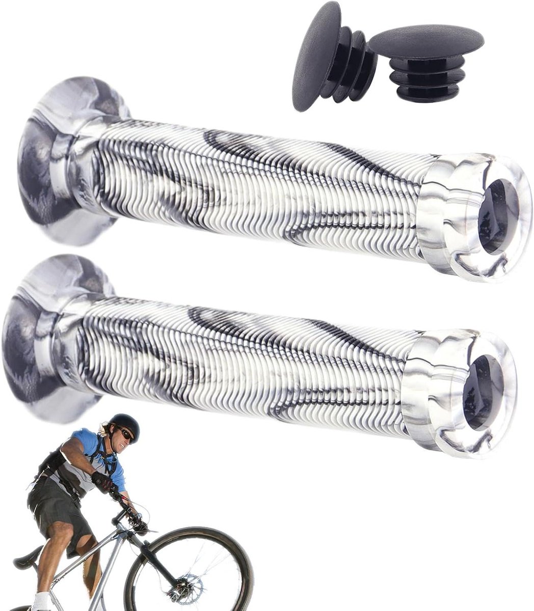 Fiets stuurgrepen - Handvatten rubber - Veilig fietsen - Antislip textuur - 15cm lengte - Wit