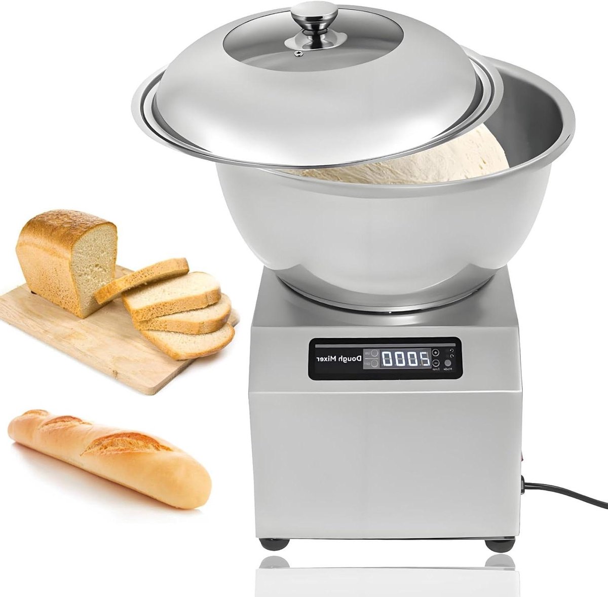 Deegmachine Elektrisch - Brood Mixer - Deeg Bereiden - Krachtige Aluminium Motor - 8kg Capaciteit - Zilver