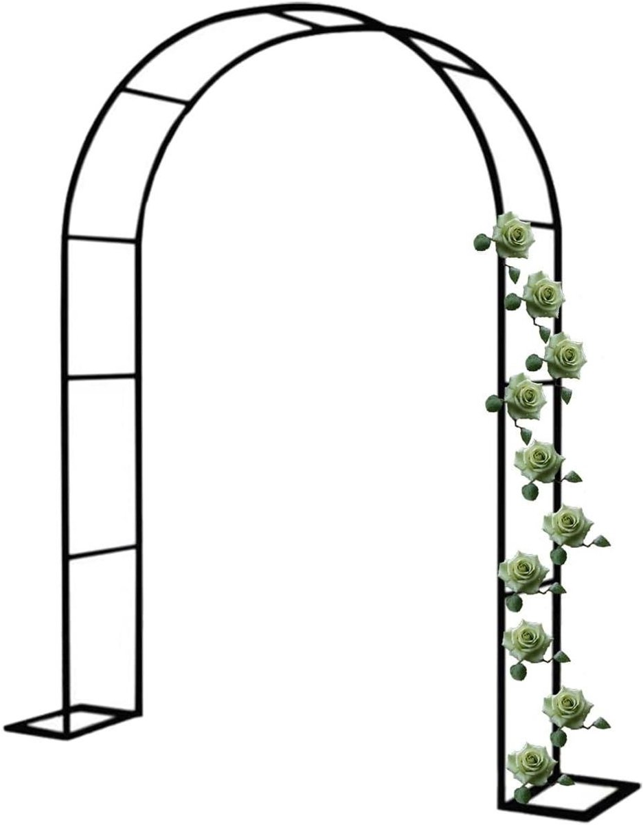 Rozenboog Met Voet - Tuinboog Prieel - Klimplant Ondersteuning - Gegalvaniseerd Staal - 120x220x40cm - Zwart