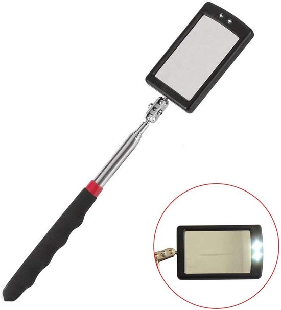 Draaibare telescopische spiegel Voertuigbodem Led Telescopische Antislip Binnenmuur Inspectiespiegel Dubbel kogelgewricht 360 graden draaibare autodetectietool Flexibel en compact — afbeelding 3