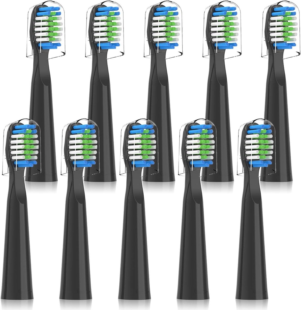 Vervangende Tandenborstelkoppen - Opzetborstels Mondverzorging - Dagelijkse Mondhygiëne - Hygiënisch Verpakt - 10 Stuks - Zwart