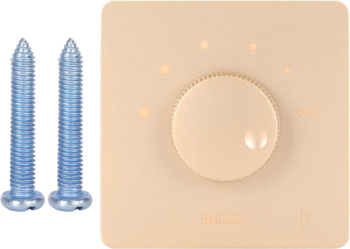 Audio Volume Regelaar - Luidspreker Bediening - Muziek Luisteren - 5 Versnellingen Instelbaar - 86 x 86 mm - Goud