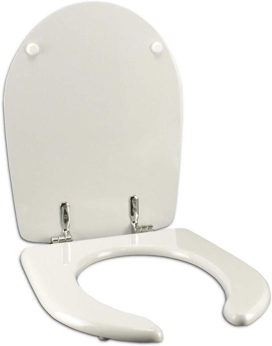 Toiletbril Hout - Zitting Toilet - Badkamer Vernieuwen - Soft-close Scharnieren - 356 x 396 mm - Wit