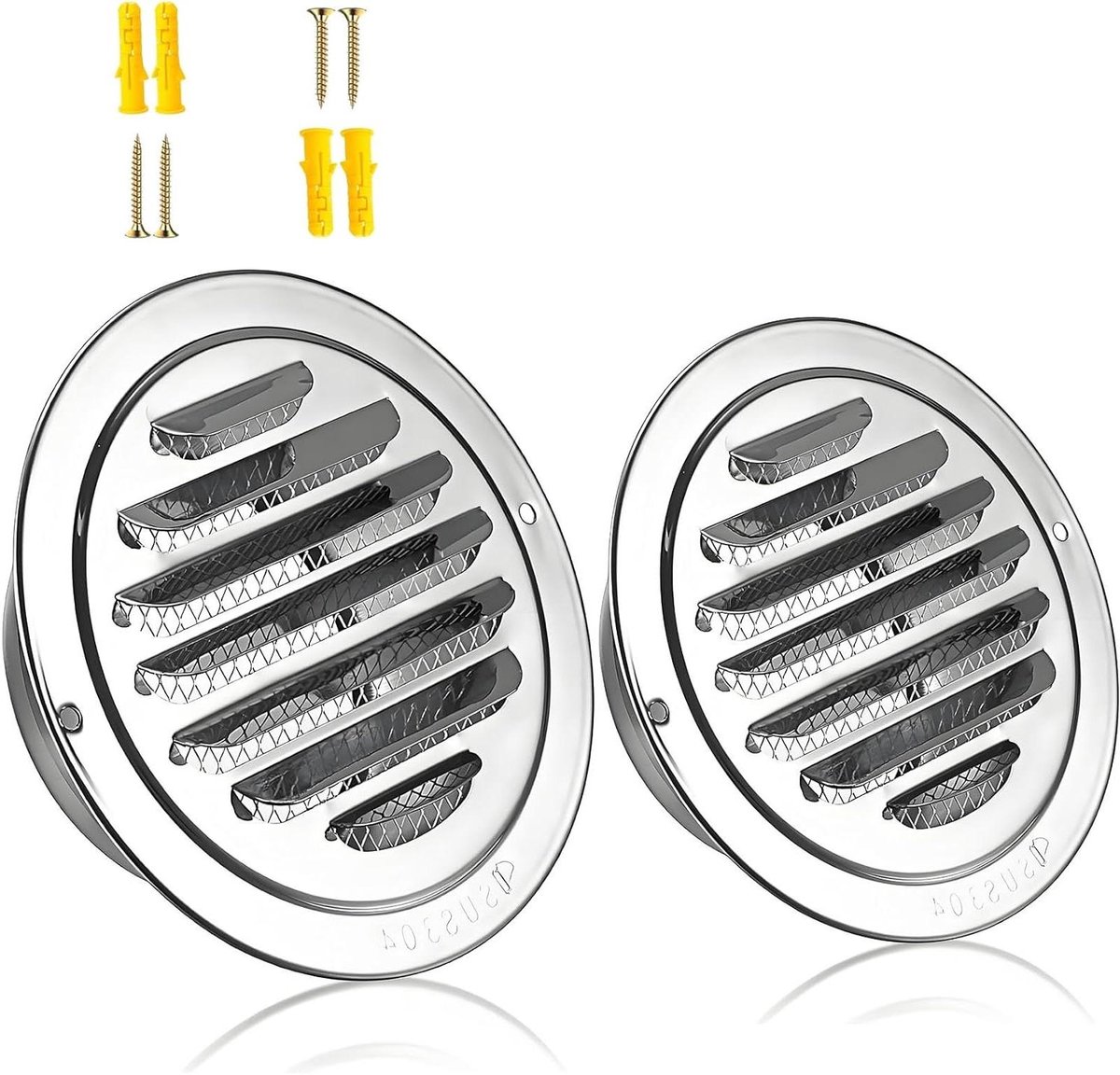 Ventilatierooster Rond - Afdekking Ventilatie - Luchtstroom Verbeteren - Roestvrij Staal - 50-300 mm - Zilver