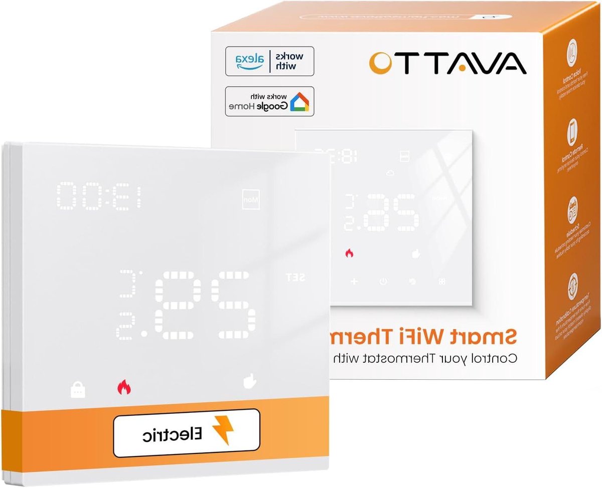 Slimme Thermostaathoes - Vloerverwarming Thermostaat - Ruimte Verwarmen - Met Externe Sensor - 16 A - Wit