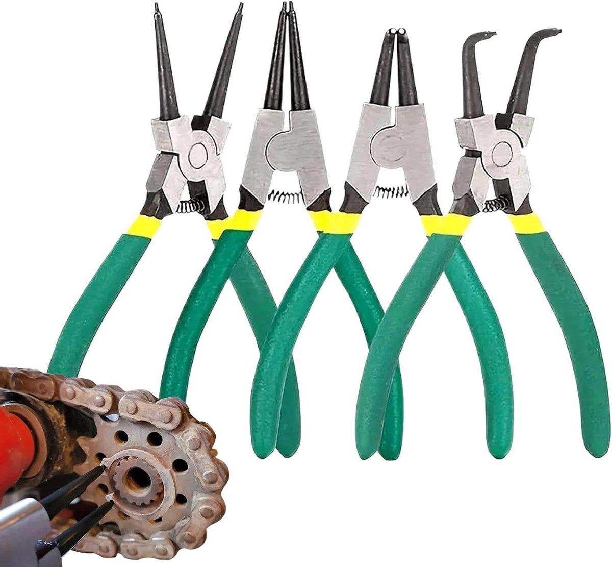 Ring Tang Set, Behoud Circlip tangen, Externe Circlip Tang Set, Veerbelaste tangen, Heavy Duty Circlip Tangen, Rechte kaak Ring Tang, Haak Pick voor het verwijderen van slangen,