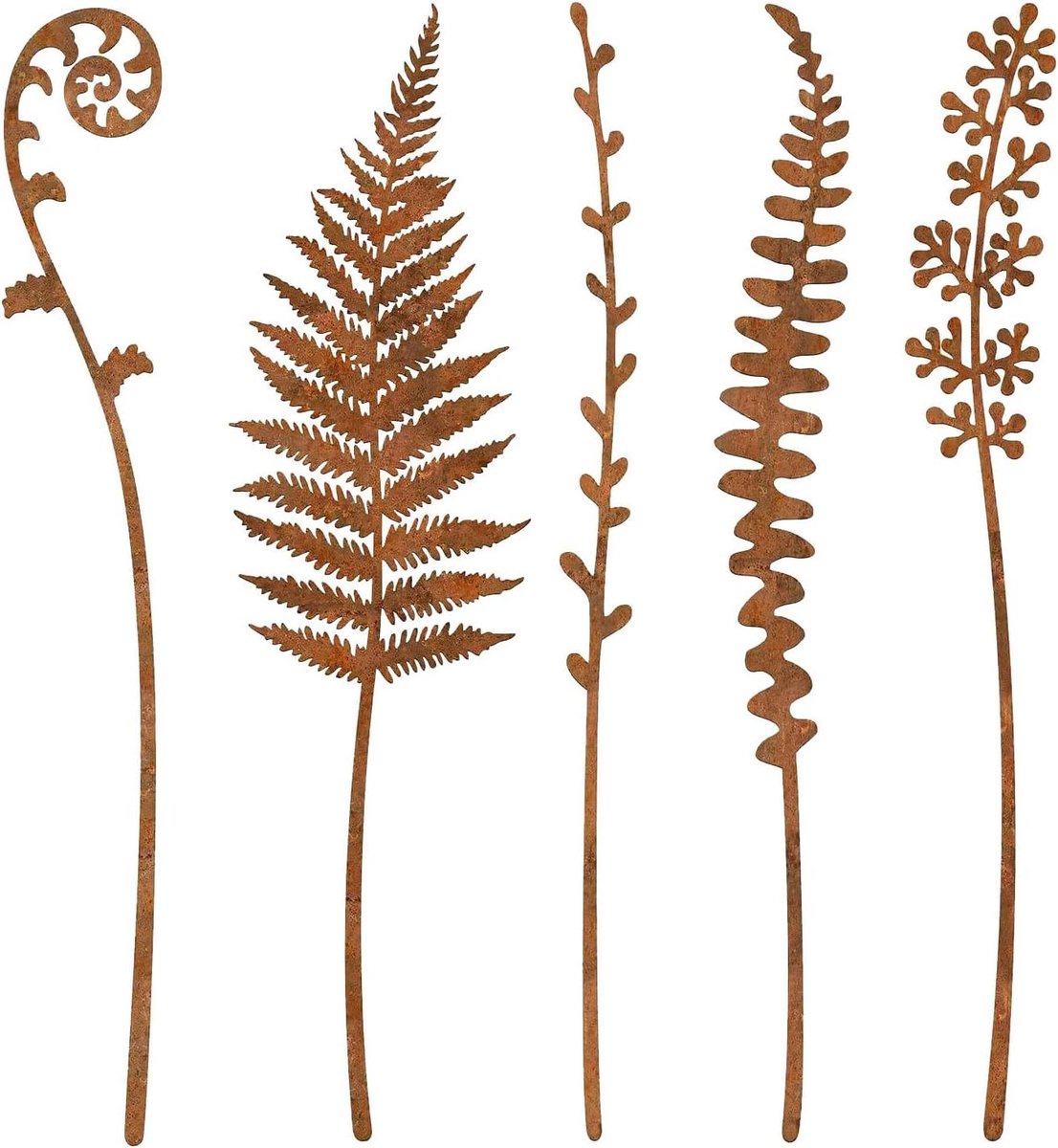 Decoratieve tuindecoratie - Vijf stuks - Tuin verfraaien - Rustieke metalen look - 2.3 x 11.2 x 2.3 cm - Meerkleurig