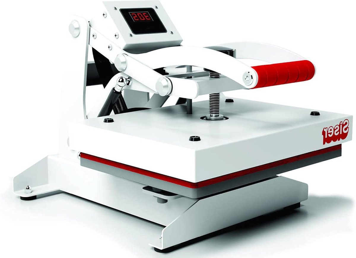 Transferpers - Hittepers Machine - Textiel Decoratie - Digitale Timer - 30x22 cm - Wit