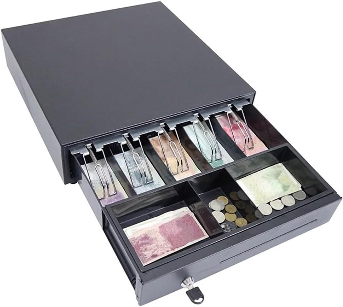 Kassalade - Geldlade Kassa - Winkel Organisatie - Verplaatsbaar Muntenvak - 40.5 cm - Zwart