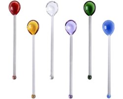 COHEALI Glass Stirring Spoon 6 Pieces Glass Milk Tea Cocktai Stirrrers Stirrrers Drink Drink Mixing Spoons (Assorted Colors)