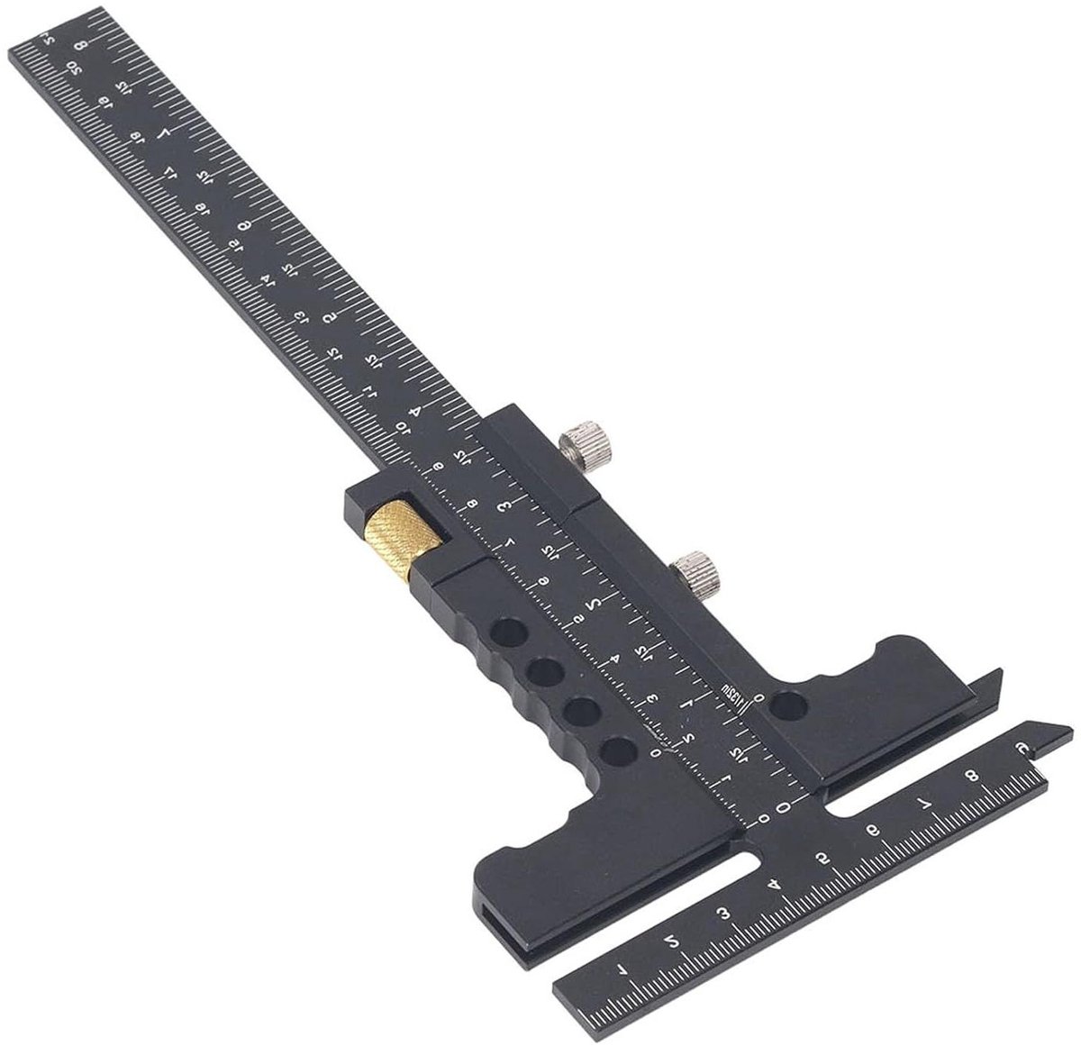 Houtbewerkingsliniaal - T-liniaal - Nauwkeurig Markeren - Verstelbare Aanslag - 210 mm - Aluminium