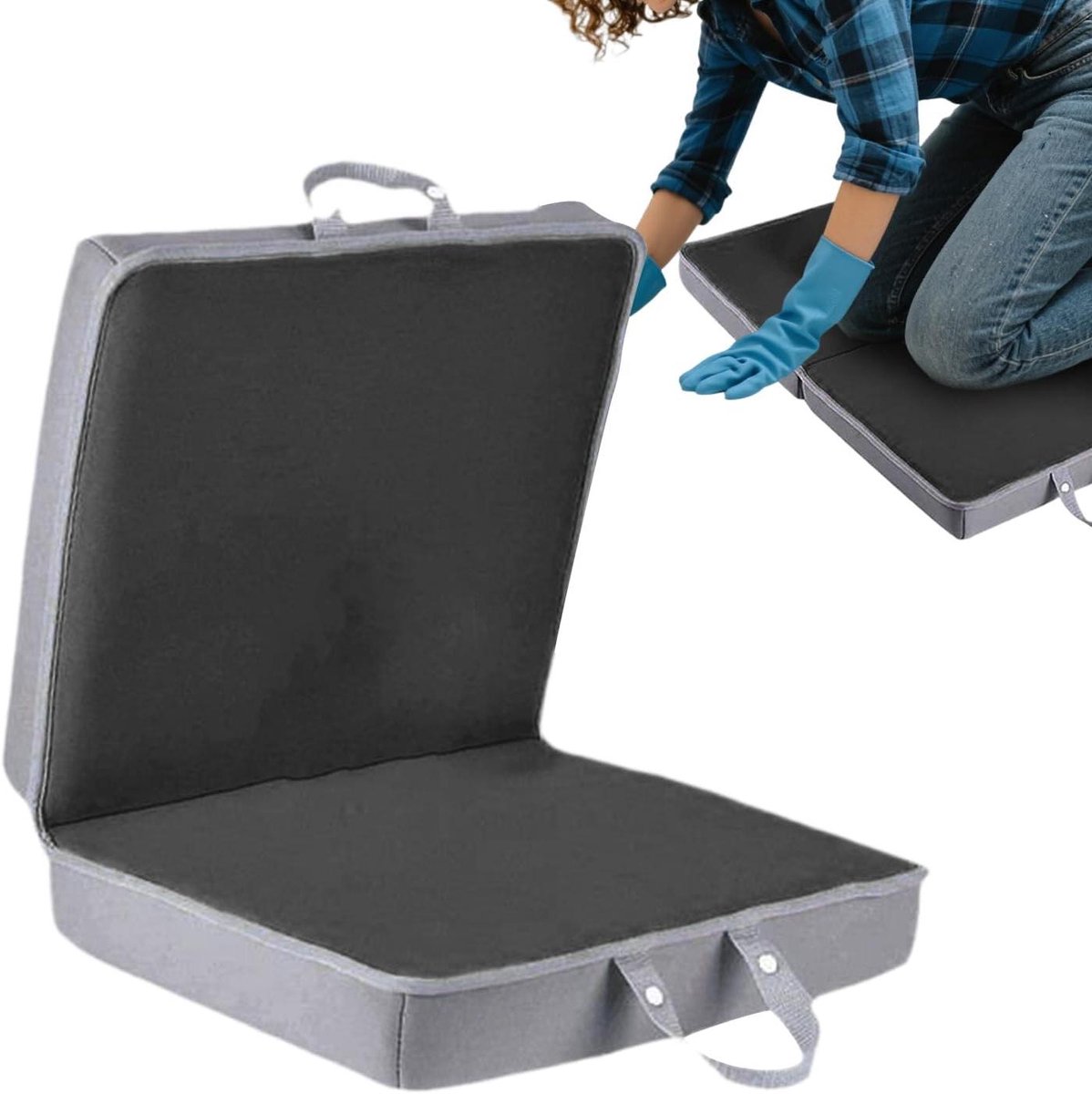 Kniebeschermer voor werk - Kniekussen met handgrepen - Veilig klussen - Antislip technologie - 60 x 34 cm - Zwart