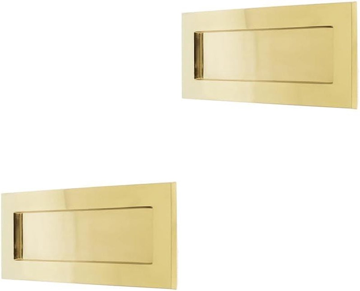 2 Pack Premium Polished Brass Flat Letter Plates 280x90mm for Elegant Address Display - External Front Door Mailbox Plate