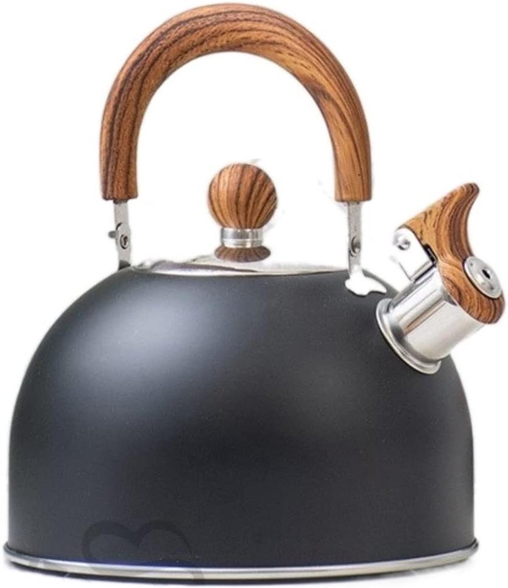 Fluitketel - Theeketel Waterkoker - Thee Zetten - Anti-heet Handvat - 2.5 Liter - Zwart