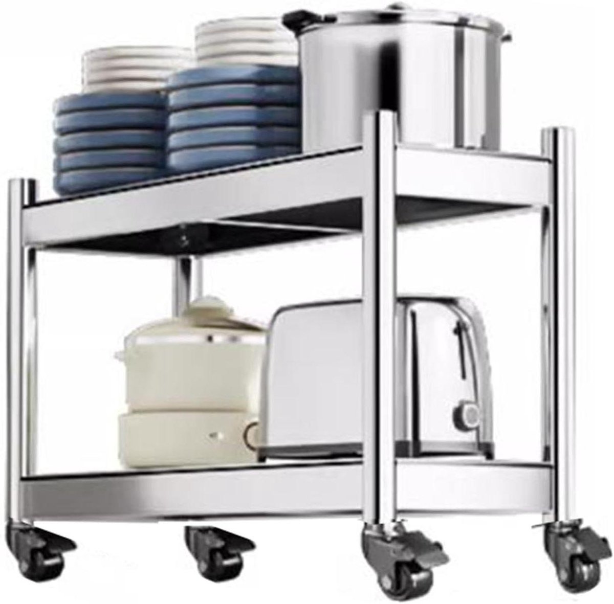 Roestvrij Staal Keuken Opbergkar Slim Rollingfor Koelkast Side 2/3/4/5 Tier Planken Ruimtebesparend Utility Rack (20x40x60cm)