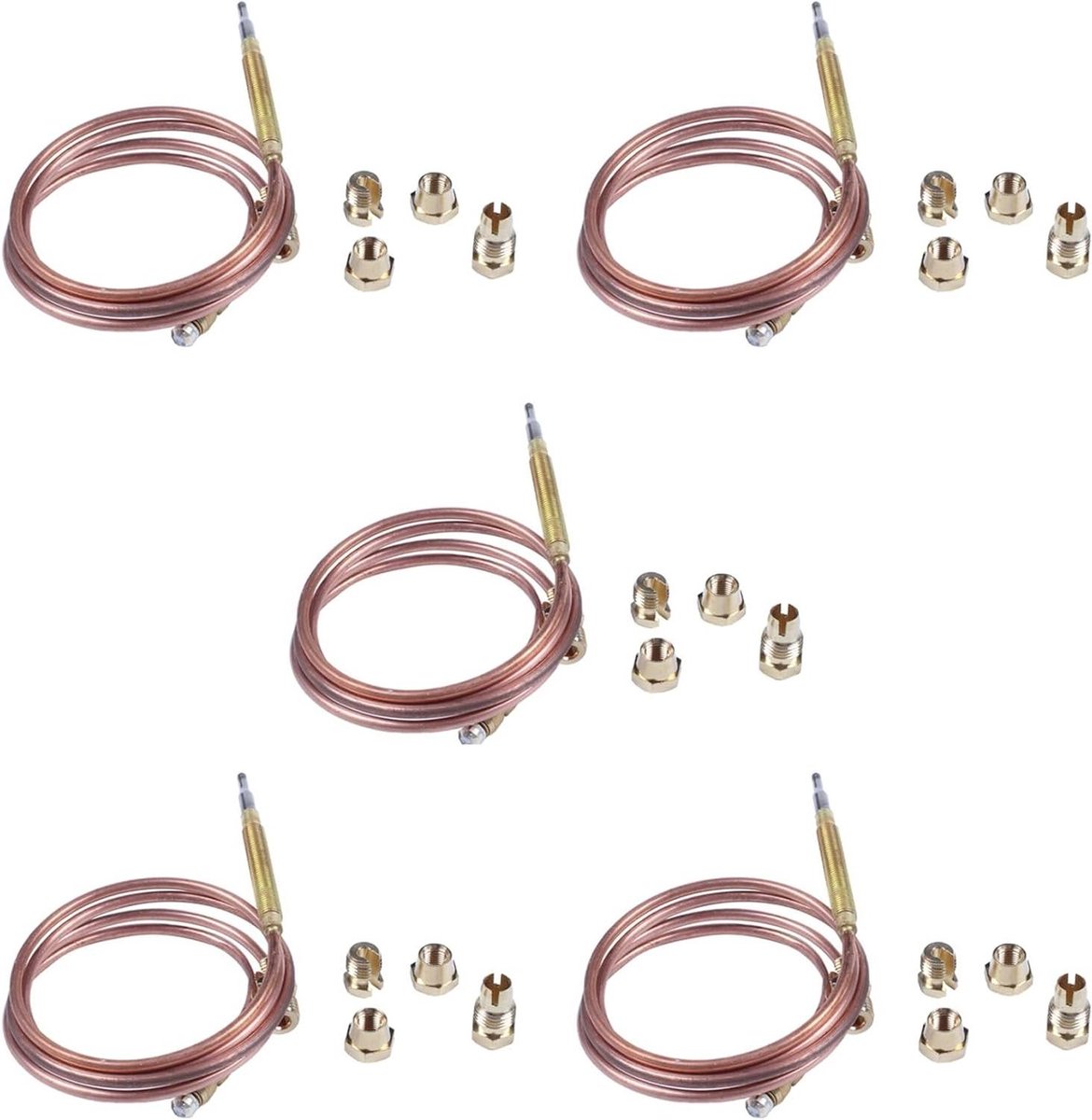 Thermokoppel Set - Gasfornuis Onderdeel - Apparaat Reparatie - Universele Pasvorm - 900 mm Lengte - Goudkleurig