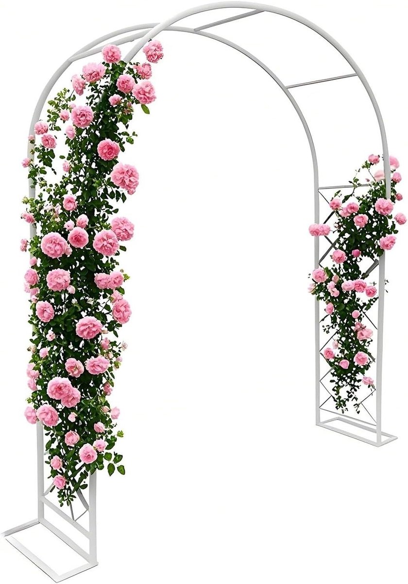 Rozenboog - Tuinboog Prieel - Klimplanten Ondersteunen - Stabiel Stalen Frame - 2.6m x 2.4m - Wit