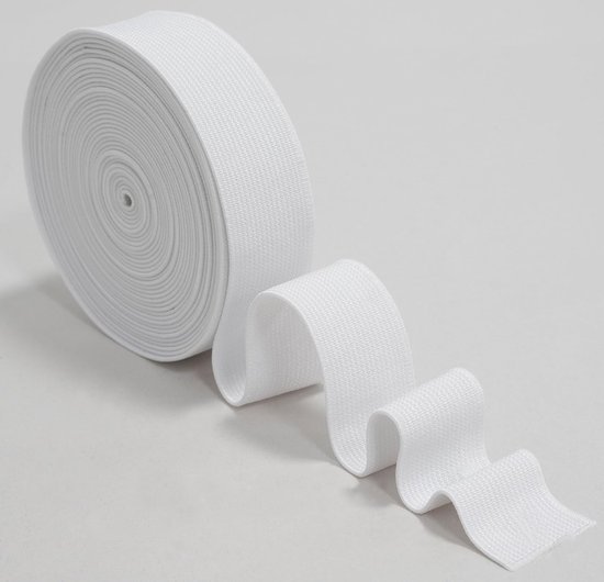 AERZETIX - C67254 - elastic flat woven 1 m - width 25 mm - colour white - polyester and latex - ready, short articles, sewing, clothing, fabrics, belts, trousers, skirts — afbeelding 3