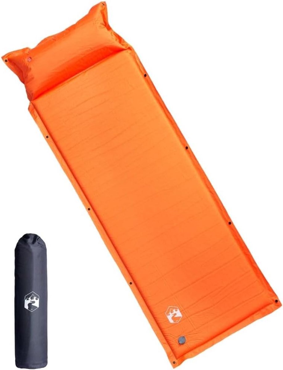 Opblaasbare Camping Matras - Slaapmat Kussen - Buiten Kamperen - Zelfopblazend Schuim - 190 x 64 cm - Oranje