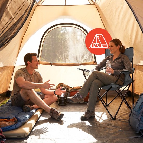 MOZY® - Inklapbare Campingstoel - Grijs - tot 120 kg - met Armleuningen en Bekerhouder - in Draagtas - Antislip - Campingstoel - Visstoel - Vissen - Vissersstoeltje van MOZY® — afbeelding 5