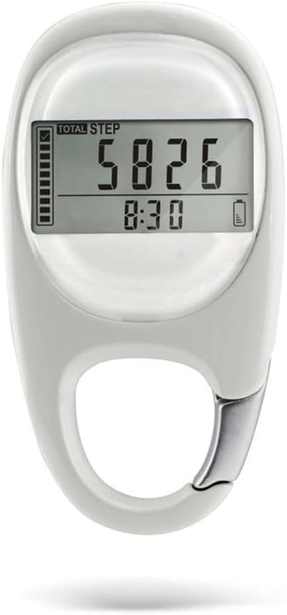 Digitale Stappenteller - Activiteitstracker - Fitness Doelen - Precisie 3D Sensor - 7.6 x 4.5 cm - Wit