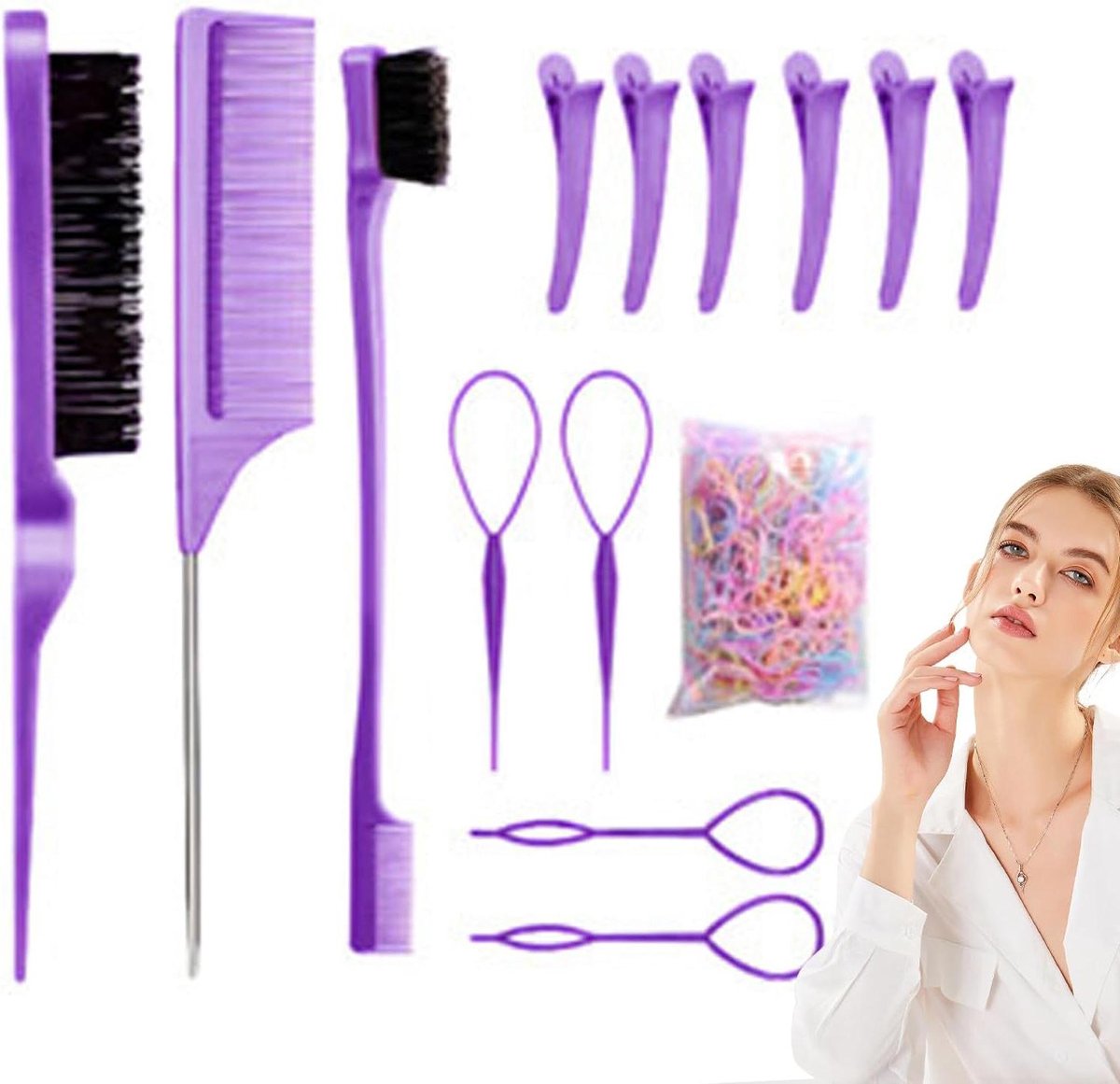 Haarstyling Set - Kappers Gereedschap - Professioneel Knippen - 14 Delige Collectie - Compact Formaat - Zwart