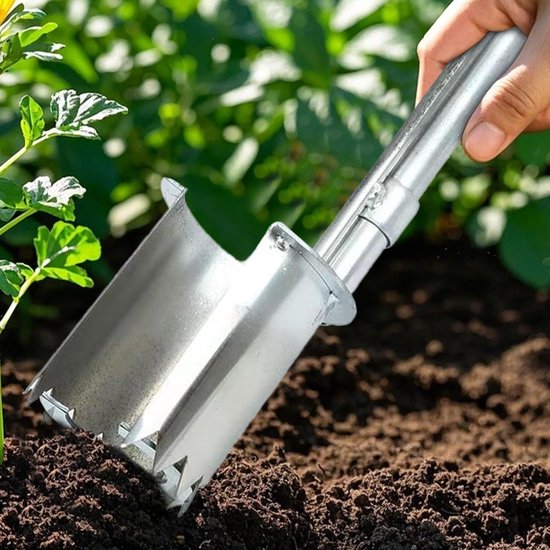 Bollenplanter Tool - Tuin Transplanter - Bloembollen Planten - Roestvrij Staal - 35 x 25 x 13 cm - Zilver — afbeelding 5