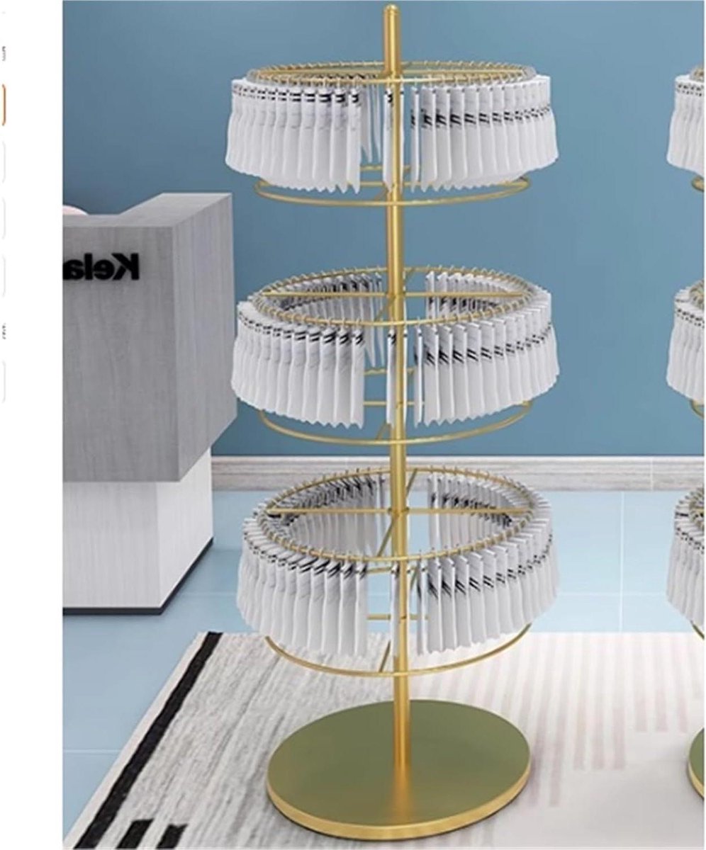 Ronde Display Standaard - Etalage Rek - Winkel Presentatie - Verstelbare Lagen - 160x40cm - Goud