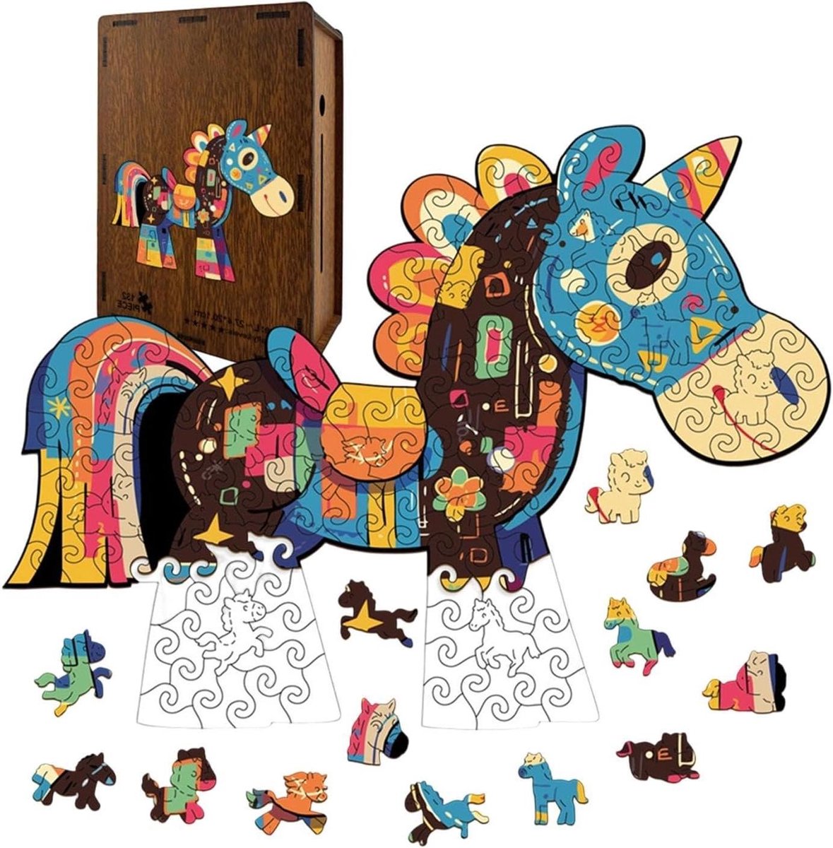 Houten Puzzel - Houten Legpuzzel - Ontspanning - Paardvormig - 19x14x7CM - Niet gespecificeerd